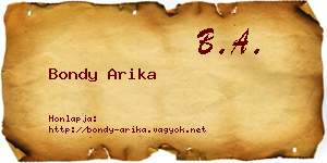 Bondy Arika névjegykártya